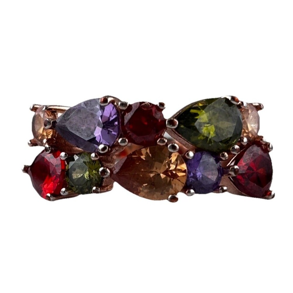 Bamoer Ring Gold Tone Metal Multi Color Round & Pear Shape Lab Created Stones